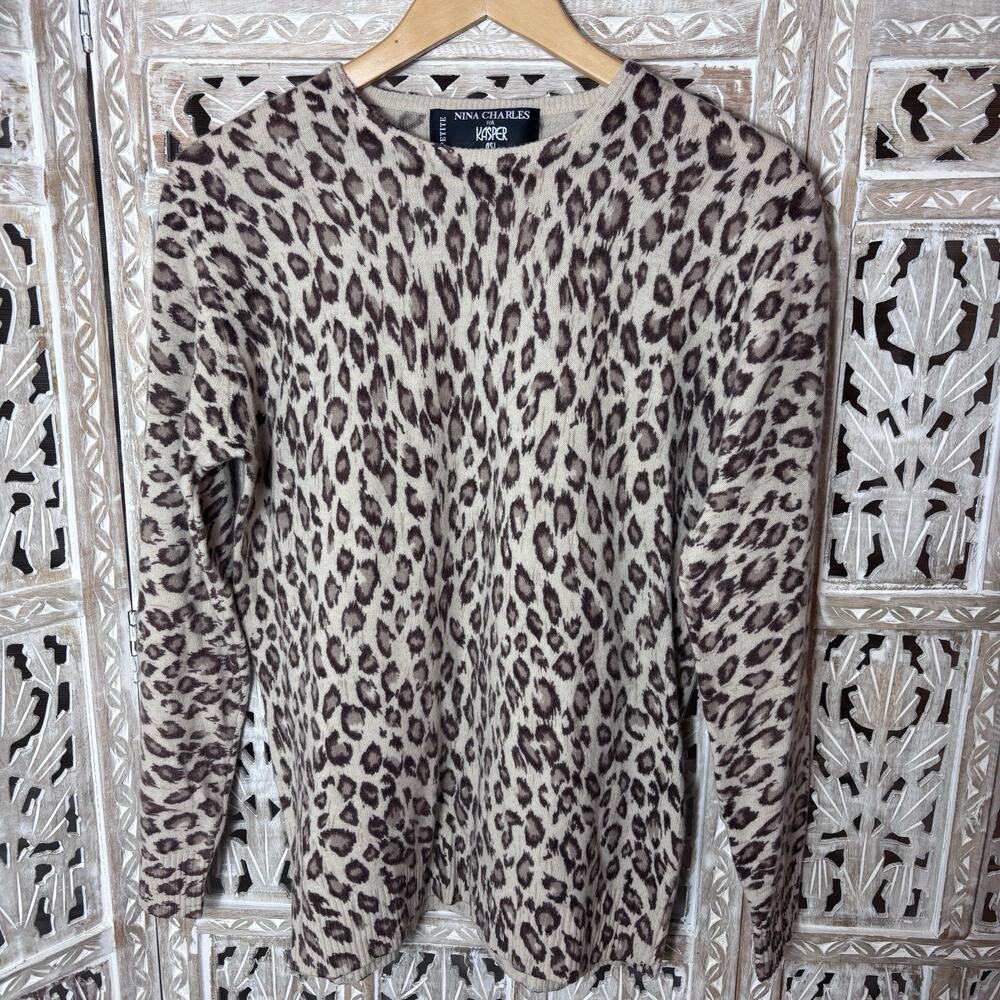 Vintage Nina Charles for Kasper Lambswool Angora Rabbit Hair Leopard Sweater P